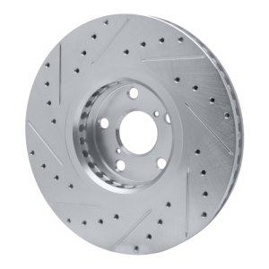 Lexus GS350 Brake Rotor (1) - Right Front - R1 Concepts - Drilled & Slotted - Silver - `07-`11